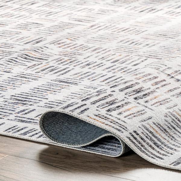 Nuloom Mitzi Abstract Lines Machine Washable Area Rug Light Gray