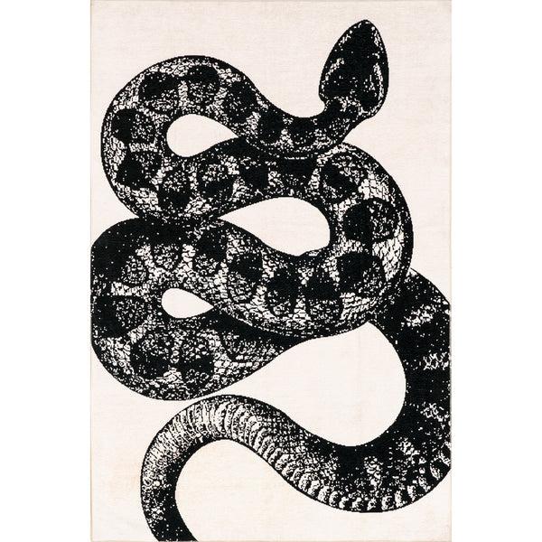 nuloom Modern Slithering Serpent Machine Washable Area Rug Black