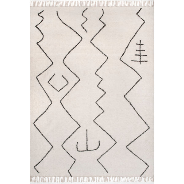 nuloom Moira Tribal Flatweave Tassel Area Rug Ivory