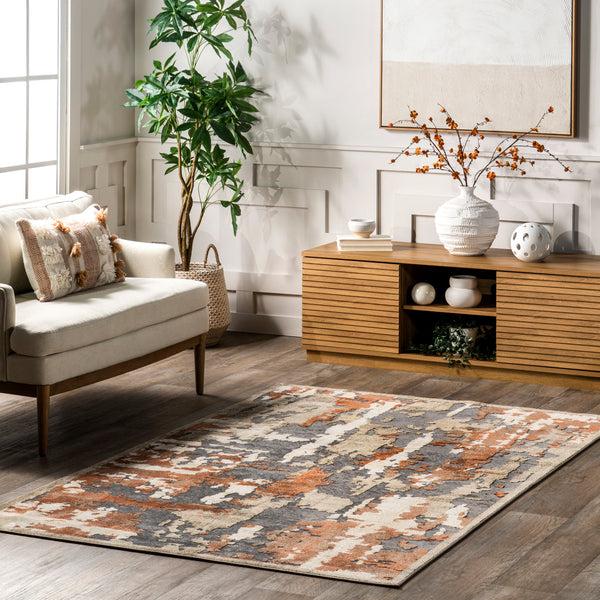 Nuloom Mona Abstract Machine Washable Area Rug Rust