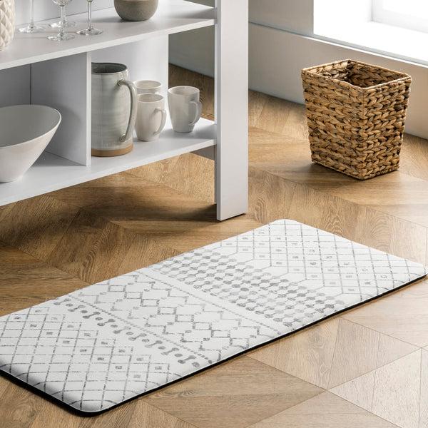 Nuloom Moroccan Blythe Anti Fatigue Kitchen Or Laundry Room Comfort Mat Light Gray
