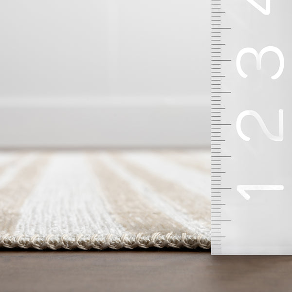 Nuloom Mortica Striped Machine Washable Area Rug Taupe