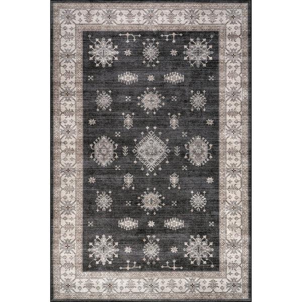 nuloom Moxie SplashGuard Traditional Bordered Machine Washable Area Rug Charcoal
