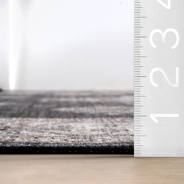Nuloom Moxie SplashGuard Traditional Bordered Machine Washable Area Rug Charcoal