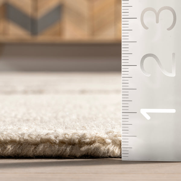Nuloom Mulholland Textured Wool Area Rug Area Rug Cream