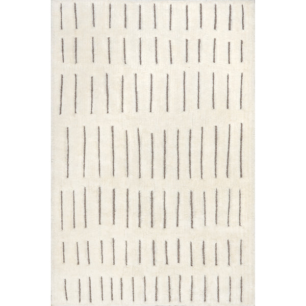nuloom Nalini Modern Striped High-Low Wool Area Rug Off White