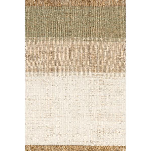 nuloom Nanala Bold Striped Jute Tasseled Area Rug Mint Green