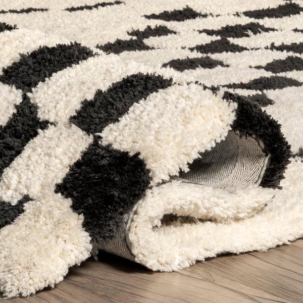 Nuloom Nathalie Modern Checkered Shag Area Rug Ivory