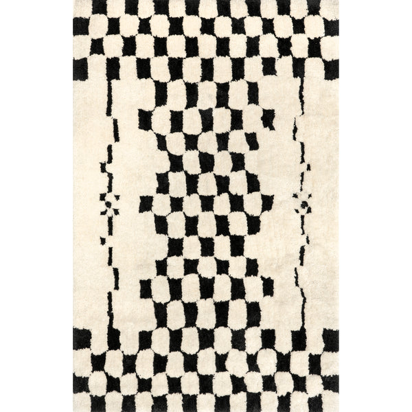 nuloom Nathalie Modern Checkered Shag Area Rug Ivory