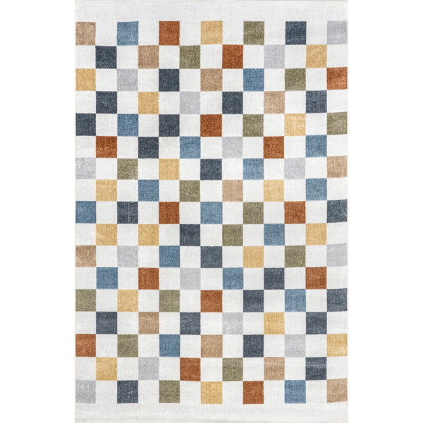 nuloom Naya Checkered Machine Washable Area Rug Beige