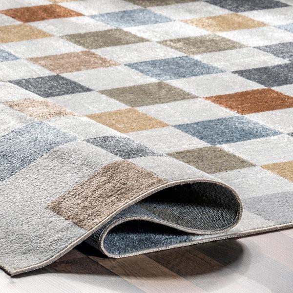 Nuloom Naya Checkered Machine Washable Area Rug Blue