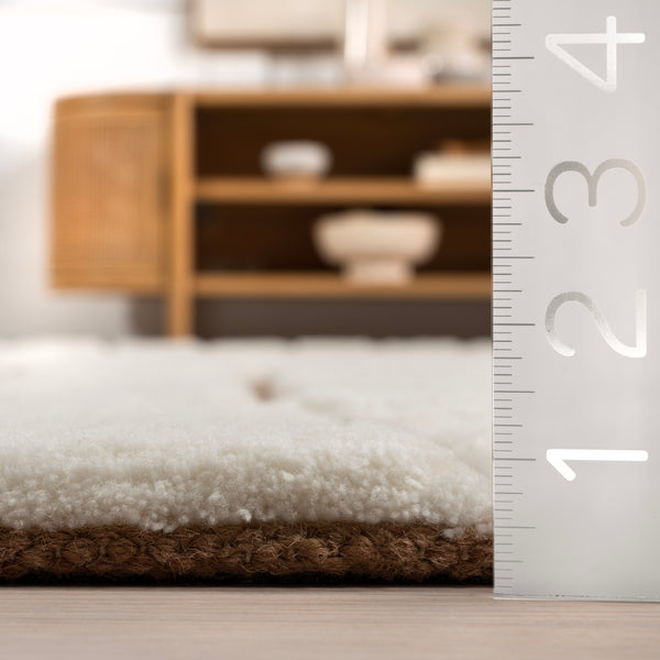 Nuloom Nazco Abstract New Zealand Wool Area Rug Cream