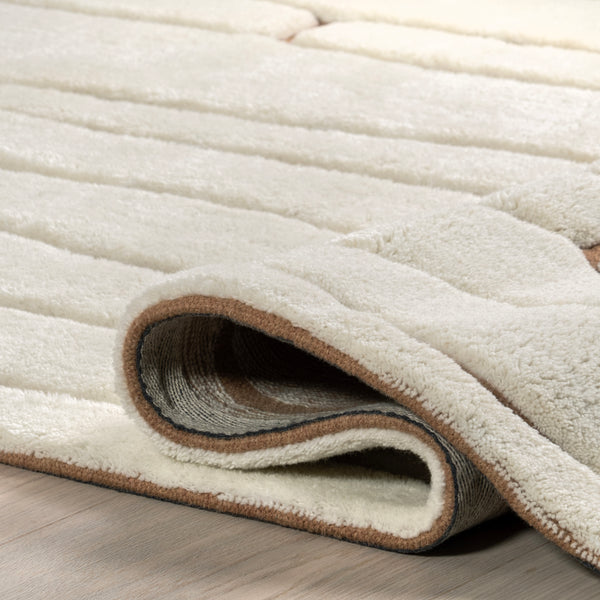 Nuloom Nazco Abstract New Zealand Wool Area Rug Cream