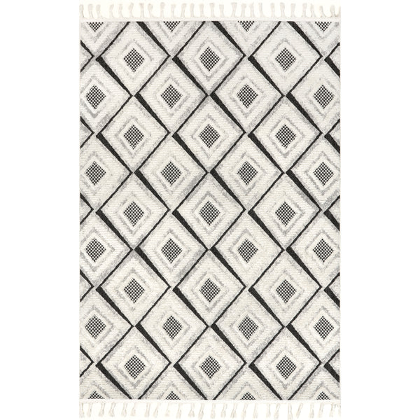 nuloom Nerissa High/Low Diamond Tasseled Area Rug Beige