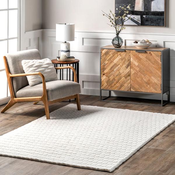 Nuloom Nia Tile Faux Rabbit Machine Washable Area Rug White