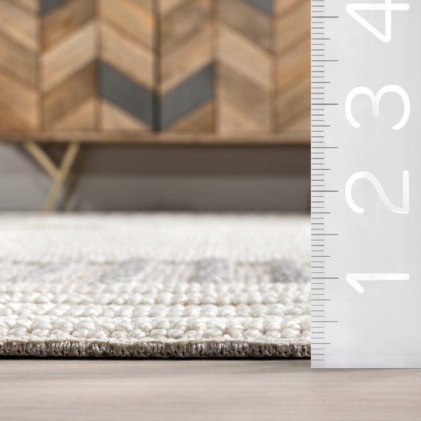 Nuloom Nicka Striped Border Machine Washable Area Rug Light Grey