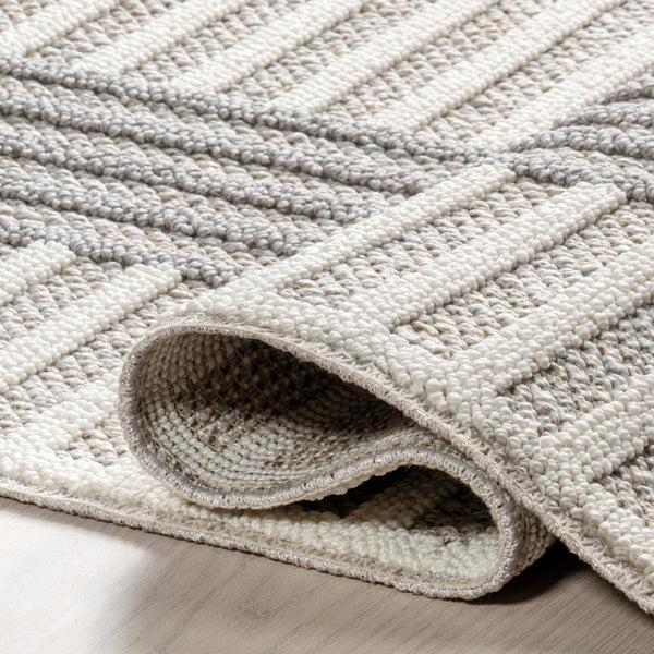 Nuloom Nicka Striped Border Machine Washable Area Rug Light Grey