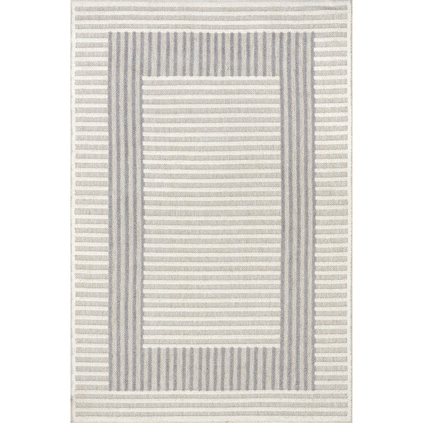 nuloom Nicka Striped Border Machine Washable Area Rug Light Grey