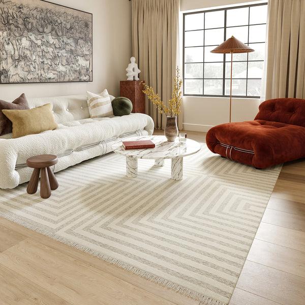 Nuloom Nicolai Graphic Fringed Reversible Machine Washable Area Rug Cream