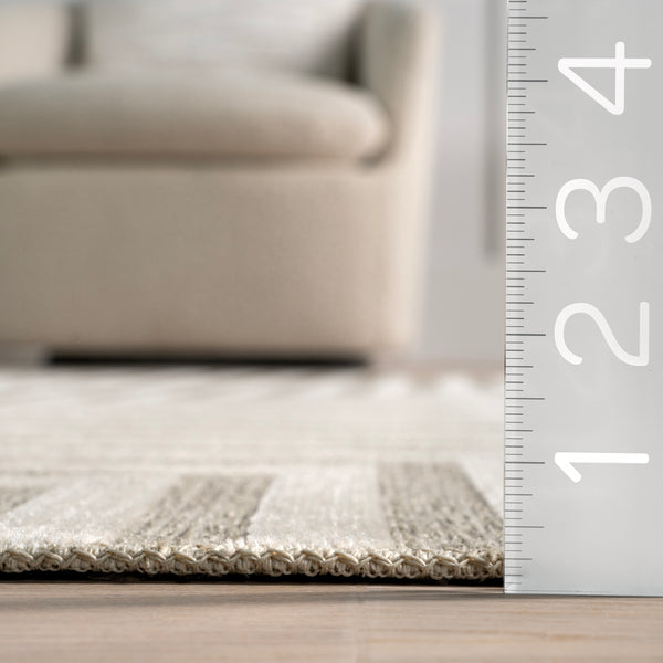 Nuloom Nicolai Graphic Fringed Reversible Machine Washable Area Rug Cream
