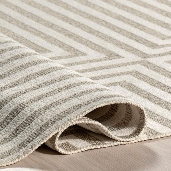 Nuloom Nicolai Graphic Fringed Reversible Machine Washable Area Rug Cream