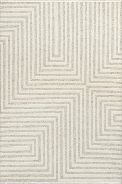 nuloom Nicolai Graphic Fringed Reversible Machine Washable Area Rug Cream