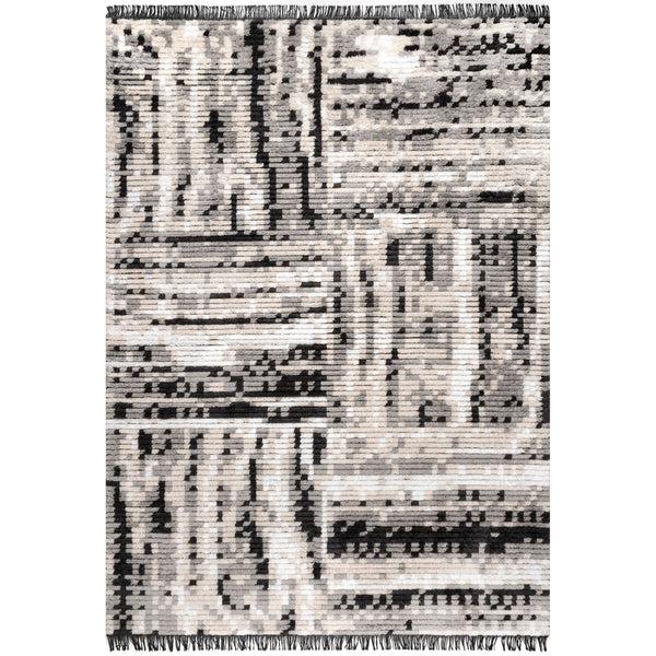nuloom Nicolette Abstract Tile Soft Shag Fringe Area Rug Beige