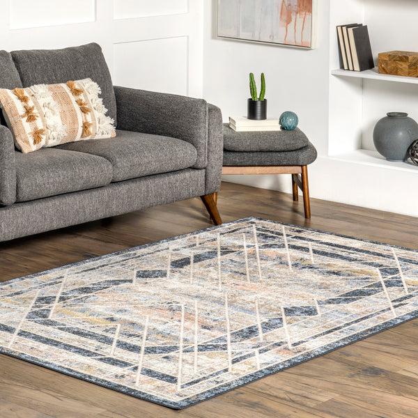Nuloom Nika Modern Faded Machine Washable Area Rug Blue