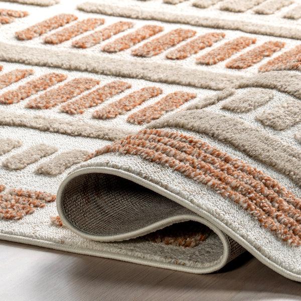 Nuloom Nimah Geometric High-Low Tasseled Area Rug Beige