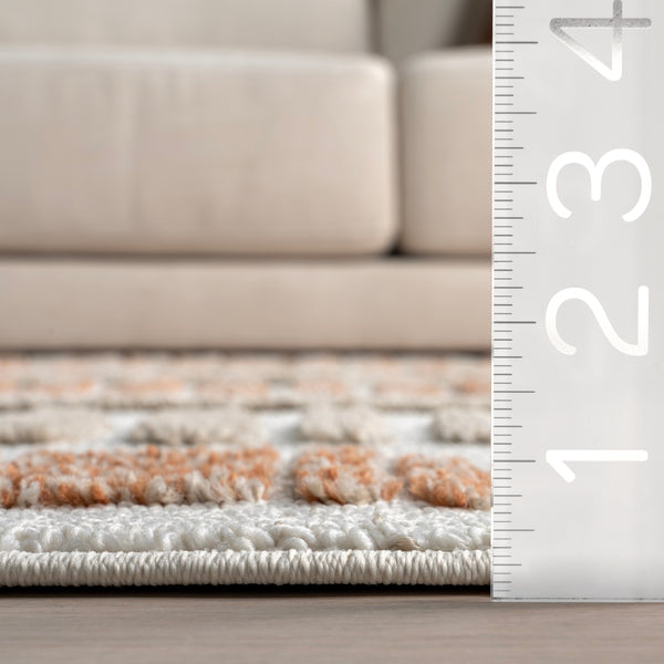 Nuloom Nimah Geometric High-Low Tasseled Area Rug Beige
