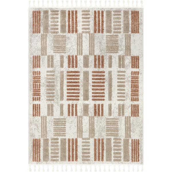 nuloom Nimah Geometric High-Low Tasseled Area Rug Beige