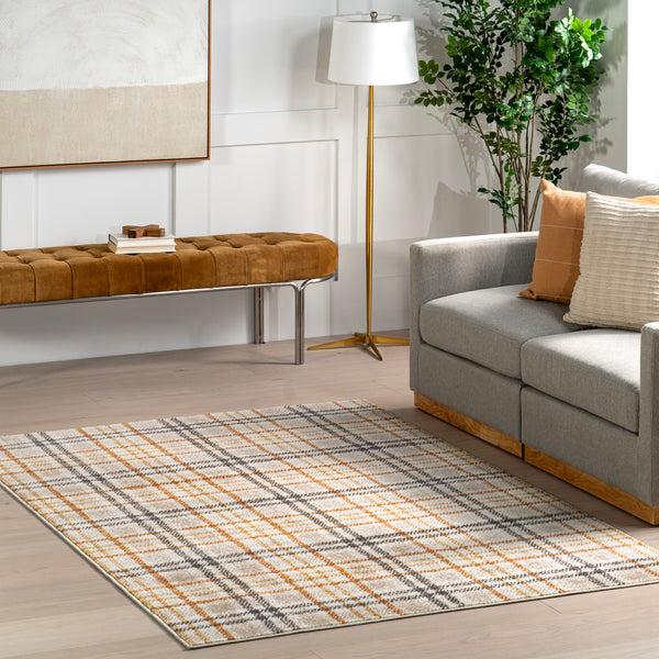 Nuloom Noelani Casual Plaid Area Rug Orange And Grey