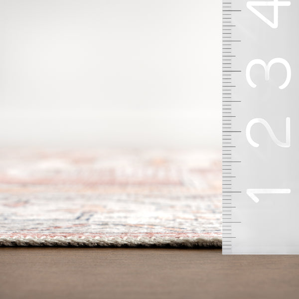 Nuloom Noemie SplashGuard Vintage Medallion Machine Washable Area Rug Rust