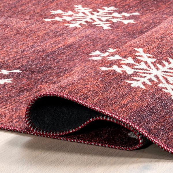 Nuloom Nola Snowflake Machine Washable Area Rug Red