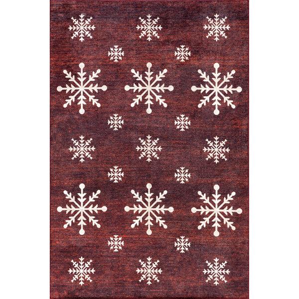 nuloom Nola Snowflake Machine Washable Area Rug Red