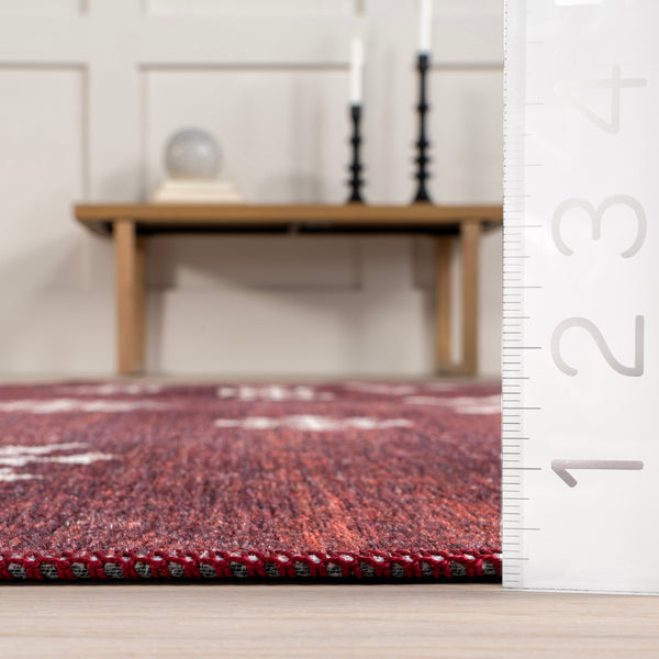 Nuloom Nola Snowflake Machine Washable Area Rug Red