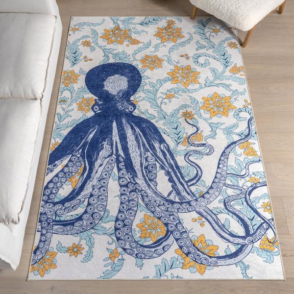 Nuloom Noori Coastal SplashGuard Machine Washable Area Rug Blue