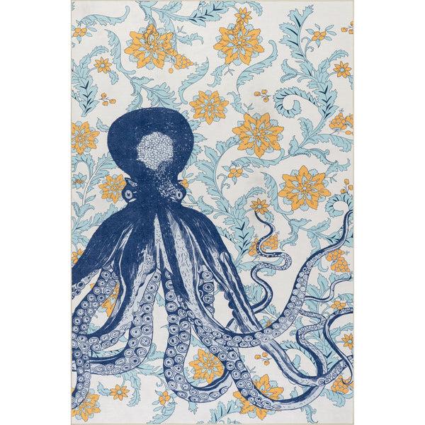 nuloom Noori Coastal SplashGuard Machine Washable Area Rug Blue