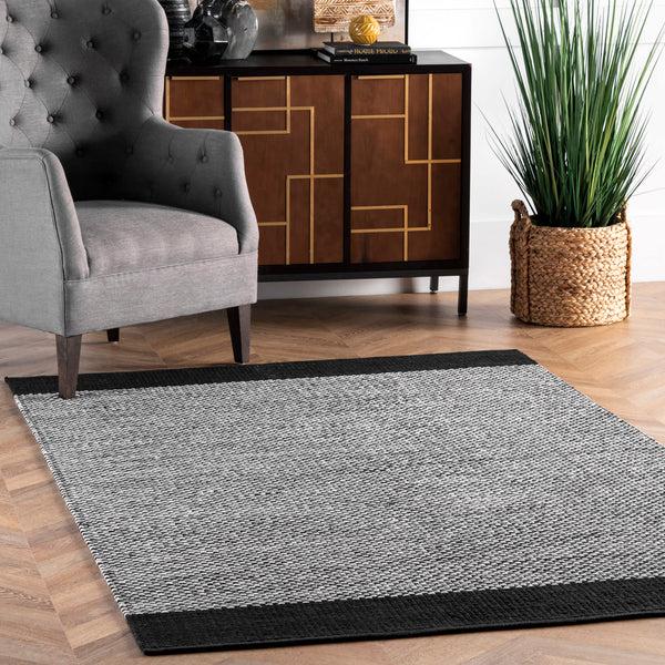 Nuloom Noura Simple Cotton Flatweave Area Rug Black