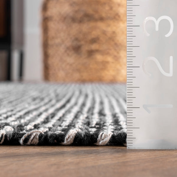Nuloom Noura Simple Cotton Flatweave Area Rug Black