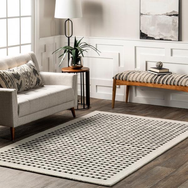 Nuloom Adahlia Checkered Wool Area Rug Ivory