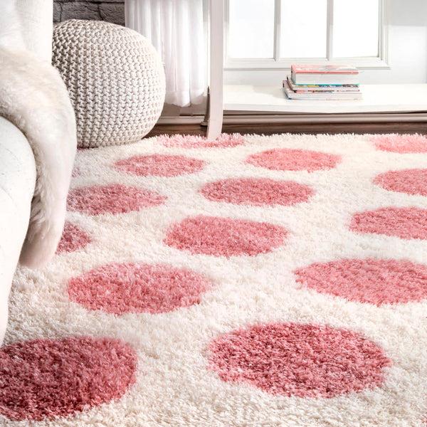 Nuloom Alexa Polka Dot Shag Pink