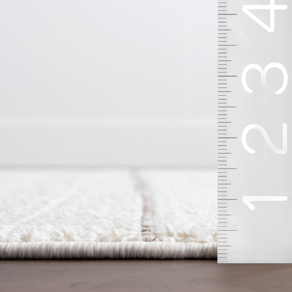Nuloom Aloe Striped Tassels Area Rug Beige