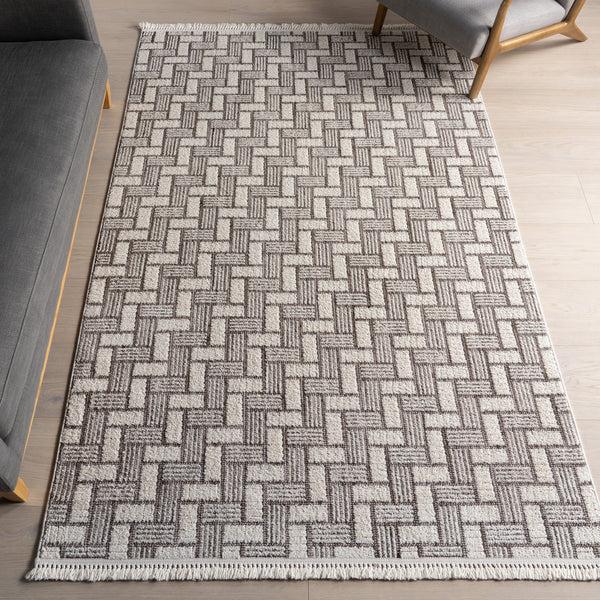 Nuloom Alora Geometric Tassels Area Rug Ivory