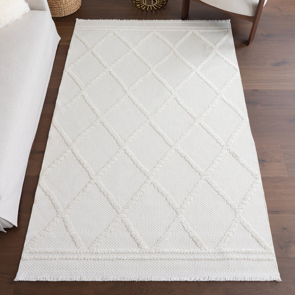 Nuloom Amalie Trellis Fringe Area Rug Cream
