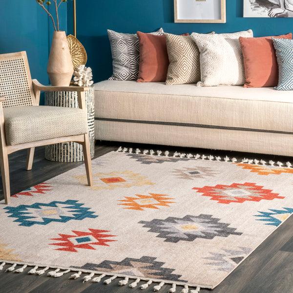 Nuloom Amani Aztec Tokens Tassel Area Rug Multi