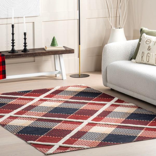 Nuloom Anastasia High-Low Plaid Area Rug Red
