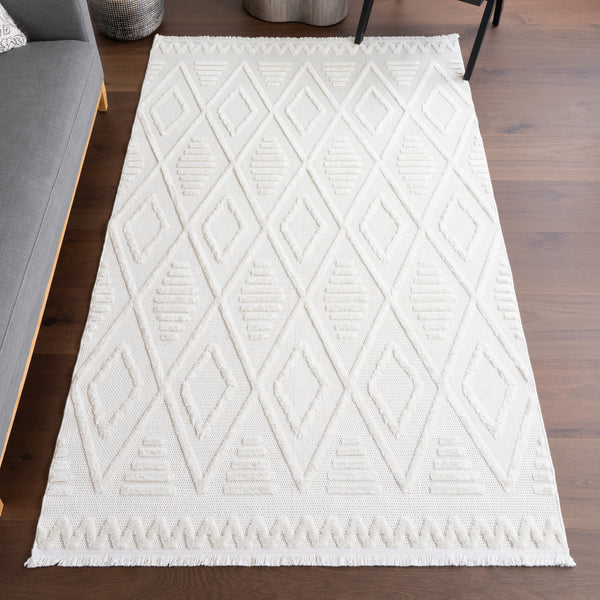 Nuloom Annaka Trellis Fringe Area Rug Cream