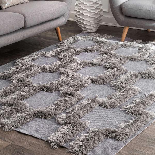 Nuloom Annalise Bloc Shaggy Silver