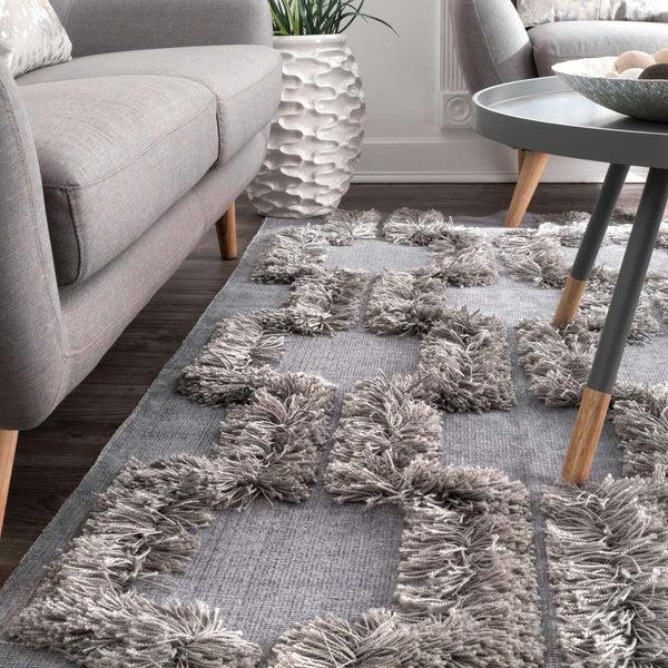 Nuloom Annalise Bloc Shaggy Silver